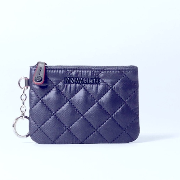 MZ Wallace Flat Quilted Metro Navy Pouch with Keychain - Picture 1 of 7
